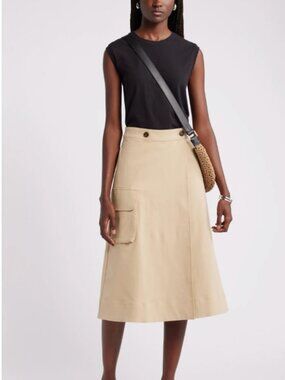 Stretch cotton cargo skirt